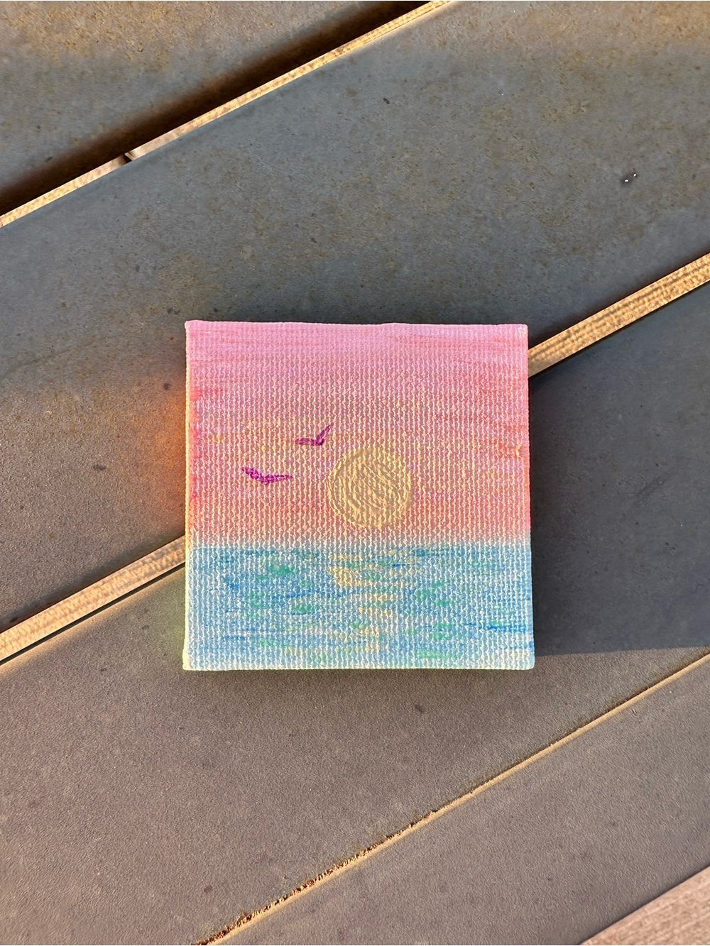 Pastel Sunset Mini Canvas Art — Pink, Yellow & Blue - Picture 3 of 3